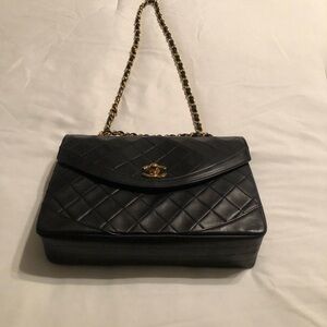 Chanel CC Single Flap Quilted Lambskin Leather Bag